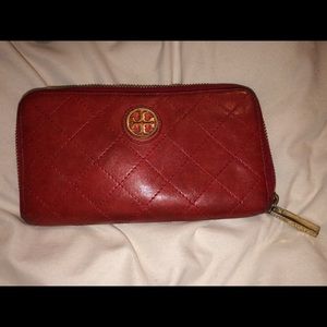 Red Tory Burch Zip-around wallet